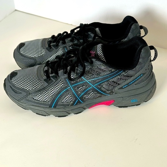 Asics Gel Venture Trail Running Grey and Blue Sneakers Sz 8 - Picture 2 of 9